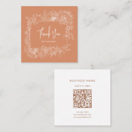 Eenvoudige Bloemen Natuurlijke Terracotta QR Code Vierkante Visitekaartje