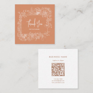 Eenvoudige Bloemen Natuurlijke Terracotta QR Code Vierkante Visitekaartje