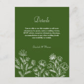 Eenvoudige bloemen olijfgroene bruiloft behuizing informatiekaartje (Voorkant)