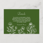 Eenvoudige bloemen olijfgroene bruiloft behuizing  informatiekaartje (Voorkant)