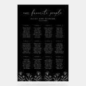 Eenvoudige Bloemen Omtrek Zwart Acryl Zitting Graf Bord (Voorkant)