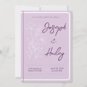 Eenvoudige Bloemen Paarse Lavendel Huwelijksuitnod Kaart (Voorkant)
