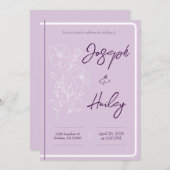 Eenvoudige Bloemen Paarse Lavendel Huwelijksuitnod Kaart (Voorkant / Achterkant)