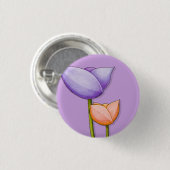 Eenvoudige bloemen paarse oranje Button (Voorkant /achterkant)