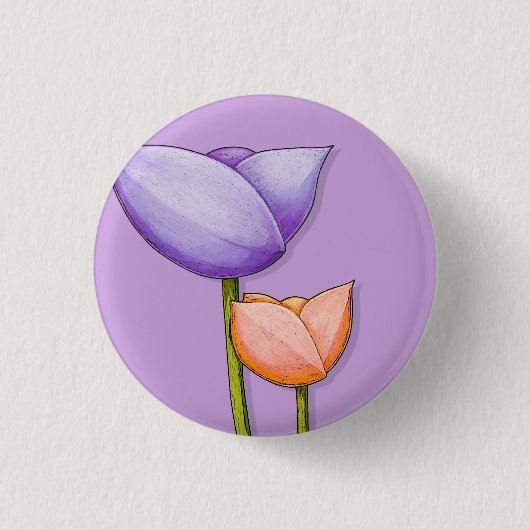 Eenvoudige bloemen paarse oranje Button (Voorkant)