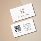 Eenvoudige Bloemen Pastry Chef Cake Mixer QR-code Visitekaartje