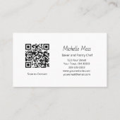 Eenvoudige Bloemen Pastry Chef Cake Mixer QR-code Visitekaartje (Achterkant)