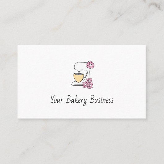 Eenvoudige Bloemen Pastry Chef Cake Mixer QR-code Visitekaartje (Voorkant)
