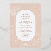 Eenvoudige Bloemen Roos Goud Wit Doop Folie Folie Uitnodiging (Achterkant)