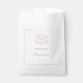 Eenvoudige Bloemen Roze Kruis doop Bedankzakje (Voorkant)