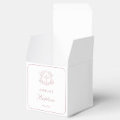 Eenvoudige Bloemen Roze Kruis Doop Kubus Bedankdoosjes (Geopend)