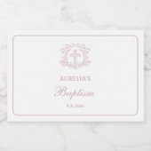 Eenvoudige Bloemen Roze Kruis doop Sparkling Wijnetiket (Enkel label)