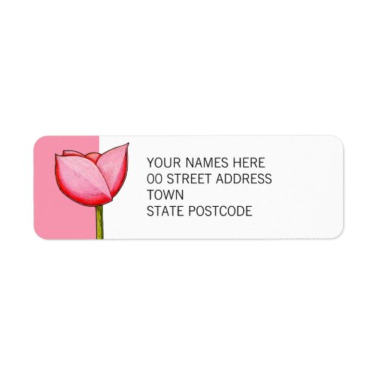 Eenvoudige bloemen roze Return Address Label (Voorkant)