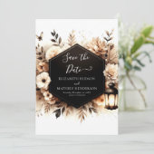 Eenvoudige bloemen rustieke bruiloft save the date (Staand voorkant)