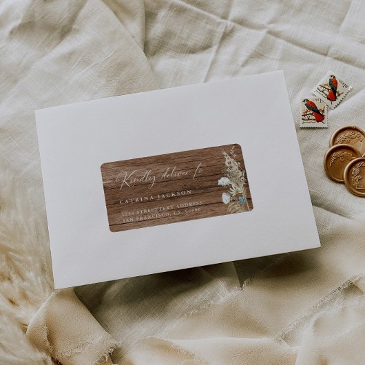 Eenvoudige bloemen Rustige Wooden Return Address L Etiket