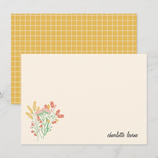 Eenvoudige bloemen, speciaal gepersonaliseerde sie bedankkaart (Voorkant / Achterkant)