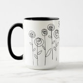 Eenvoudige Bloemen Tekenen Zwart-wit Mok (Links)