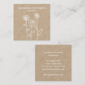 Eenvoudige Bloemen Tekening Handgemaakt Vierkante Visitekaartje (Voorkant / Achterkant)