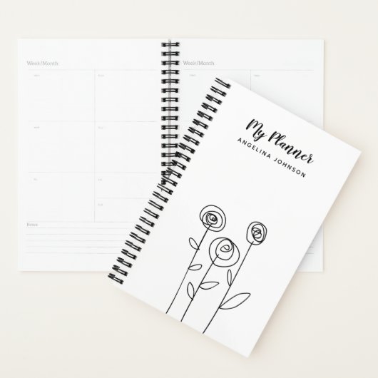 Eenvoudige Bloemen Tekennaam Planner (Display)