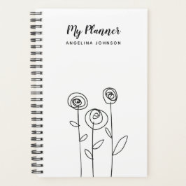 Eenvoudige Bloemen Tekennaam Planner