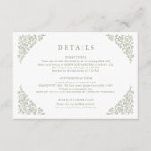 Eenvoudige Bloemen Tijdloze Sage Groene bruiloft D Informatiekaartje (Voorkant)