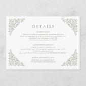 Eenvoudige Bloemen Tijdloze Sage Groene bruiloft D Informatiekaartje (Voorkant)