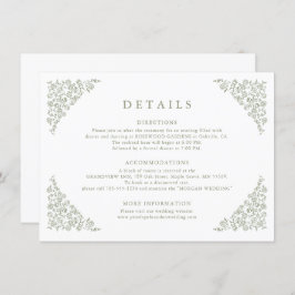 Eenvoudige Bloemen Tijdloze Sage Groene bruiloft D Informatiekaartje