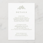 Eenvoudige Bloemen Tijdloze Sage Groene bruiloft D Informatiekaartje (Voorkant)