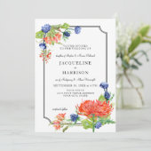 Eenvoudige Bloemen Waterverf Herfst Oranje Blauwe  Kaart (Staand voorkant)