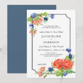 Eenvoudige Bloemen Waterverf Herfst Oranje Blauwe  Kaart (Voorkant / Achterkant)