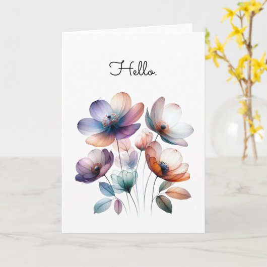 Eenvoudige Bloemen Waterverf Illustratie Groet Kaart (Gele Bloem)