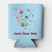 Eenvoudige Bloemen Waterverf Monogram Bijen op bla Blikjeskoeler (Voorkant)