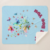 Eenvoudige Bloemen Waterverf Monogram Bijen op bla Sherpa Deken (Voorkant (horizontaal))