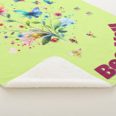 Eenvoudige Bloemen Waterverf Monogram Bijen op gro Sherpa Deken (3/4)