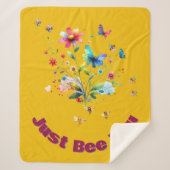 Eenvoudige Bloemen Waterverf Monogram Bijen op mos Sherpa Deken (Voorkant)