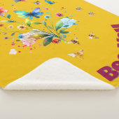 Eenvoudige Bloemen Waterverf Monogram Bijen op mos Sherpa Deken (3/4)