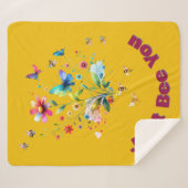 Eenvoudige Bloemen Waterverf Monogram Bijen op mos Sherpa Deken (Voorkant (horizontaal))