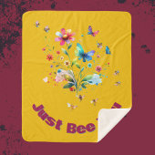 Eenvoudige Bloemen Waterverf Monogram Bijen op mos Sherpa Deken