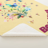 Eenvoudige Bloemen Waterverf Monogram Bijen op per Sherpa Deken (3/4)