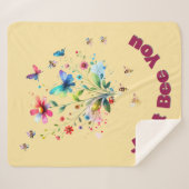 Eenvoudige Bloemen Waterverf Monogram Bijen op per Sherpa Deken (Voorkant (horizontaal))