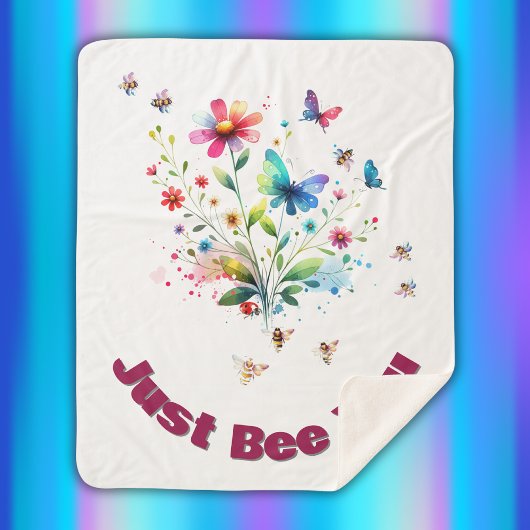 Eenvoudige Bloemen Waterverf Monogram Bijen op wit Sherpa Deken