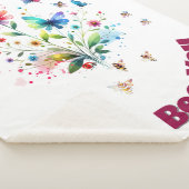 Eenvoudige Bloemen Waterverf Monogram Bijen op wit Sherpa Deken (3/4)