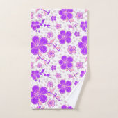 Eenvoudige Bloemen Waterverf Print Paarse en Roze Bad Handdoek (Handdoek)