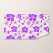 Eenvoudige Bloemen Waterverf Print Paarse en Roze Bad Handdoek (Handdoek)
