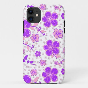 Eenvoudige Bloemen Waterverf Print Paarse en Roze Case-Mate iPhone Case