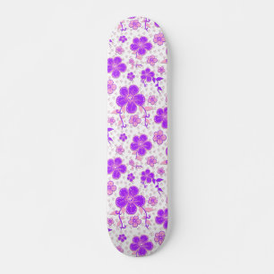 Eenvoudige Bloemen Waterverf Print Paarse en Roze Persoonlijk Skateboard