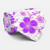 Eenvoudige Bloemen Waterverf Print Paarse en Roze Stropdas (Opgerold)