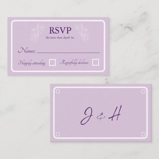 Eenvoudige Bloemen Wedding RSVP Response Kaarten (Voorkant / Achterkant)
