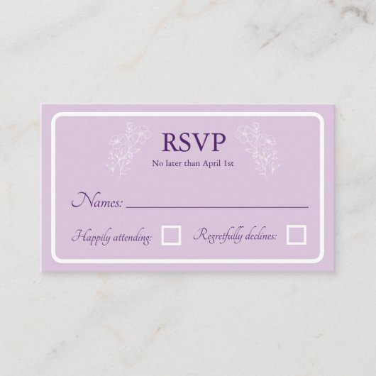 Eenvoudige Bloemen Wedding RSVP Response Kaarten (Voorkant)
