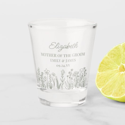 Eenvoudige Bloemen Wildflower bruiloft Shot Glas (Voorkant)